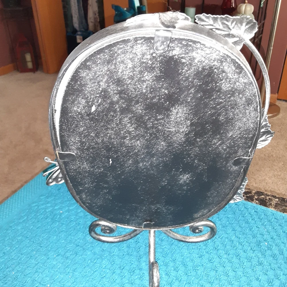 Pewter metal vanity free standing mirror